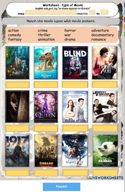 5.6 Movie Types Worksheet by natthear_KU